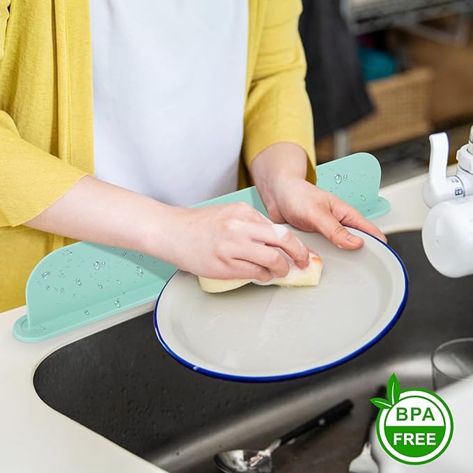 19.29 inch Kitchen Sink Splash Guard, Silicone Sink Baffle Splash Guard - Image 5
