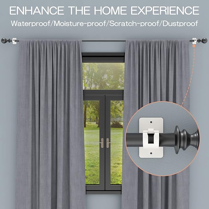 4PCS No Drill Curtain Brackets, Self-Adhesive Rod Holders, Universal Plastic - Image 6