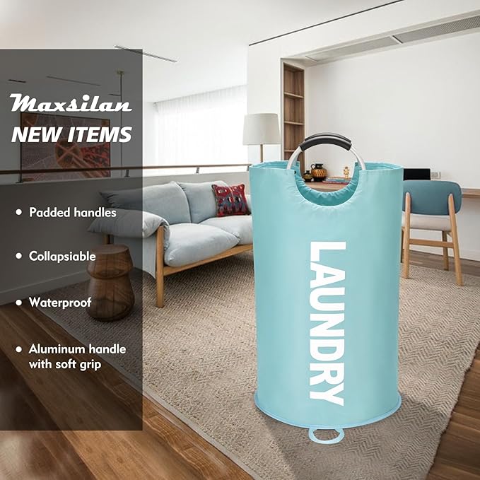 90L Large Laundry Basket, Freestanding Tall Clothes Hamper, Collapsible Laundry - Image 2