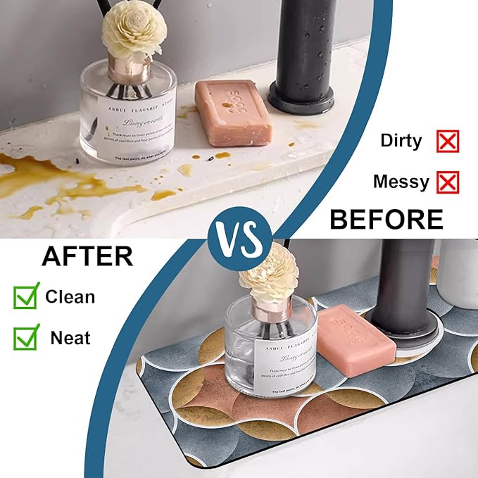Geometric Printing Sink Faucet Absorbing Mat Ceramic Tile Texture Super - Image 6