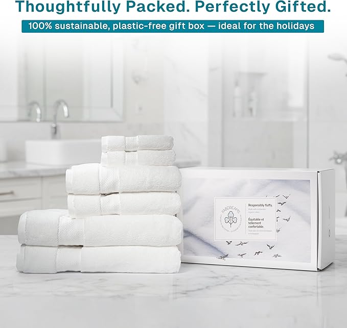 100% Organic Cotton Bath Towel Set | Bathroom Luxury Towel Set of 6 | GOTS - Image 7