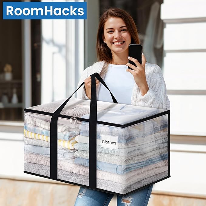 Clear Heavy Duty Extra Large Moving Bags, Reinforced Handle and Double Zipper - Image 6