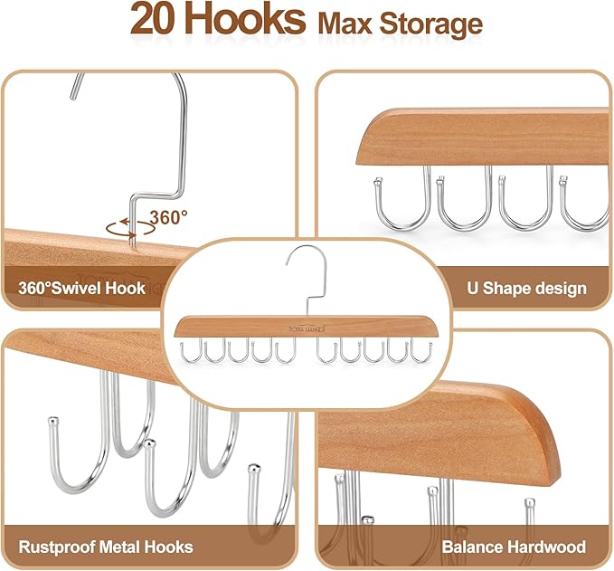 TOPIA HANGER Bra Hanger for Closet, 2 Pack Tank Top Hangers 40 Hooks Capacity - Image 7