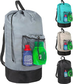 Laundry Bag Backpack with Shoulder Straps and Mesh Pocket Laundry Backpack - Image 4