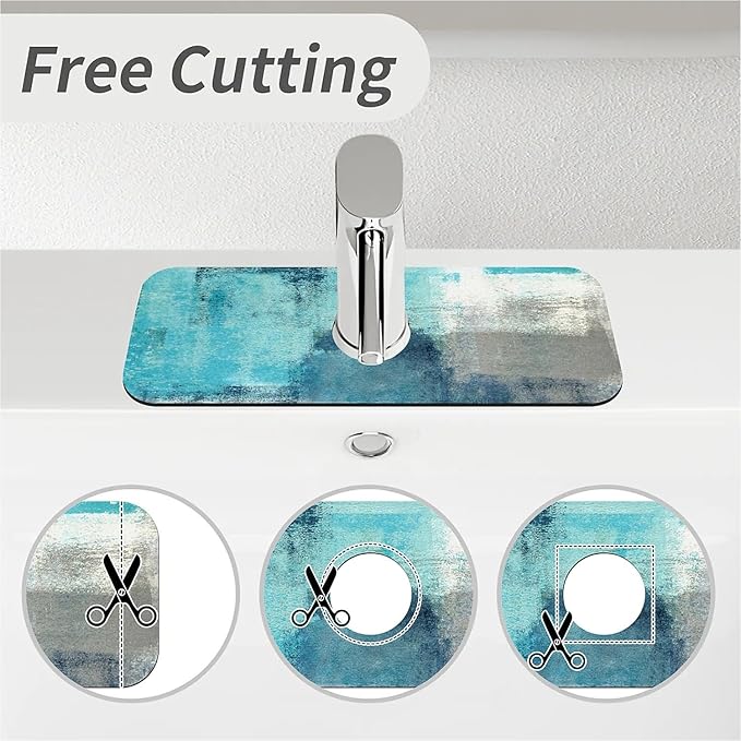 Kitchen Sink Splash Guard，Blue ocean Faucet Mat Sink Gadgets-Super Absorbent - Image 5