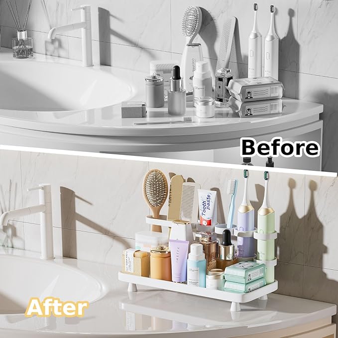 Electric Toothbrush Holder for Bathroom Countertop 5 Metal Slots Toothpaste - Image 4