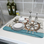 Nautical Anchor Dish Drying Mat 18x24 inch Coastal Boat Fast Dry Microfiber - Image 6