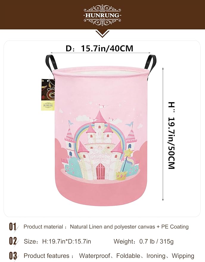 HUNRUNG Laundry Hamper, Large Canvas Fabric Lightweight Storage Basket Toy - Image 2
