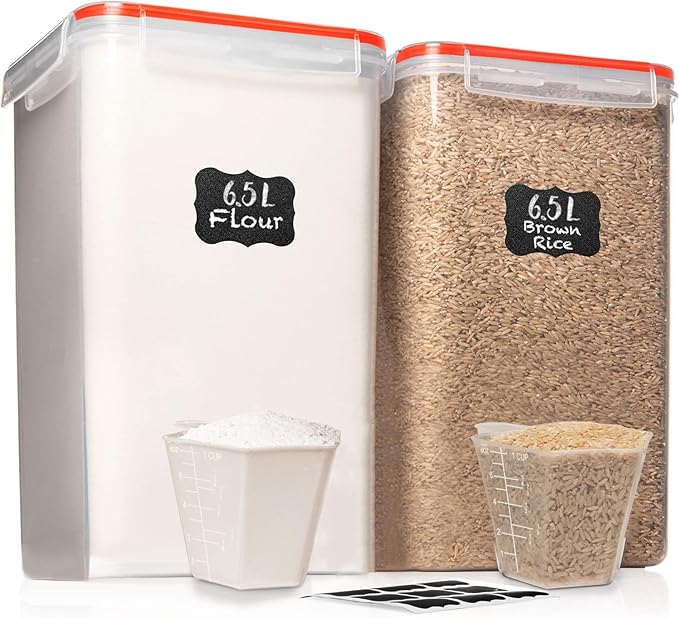 WHITE FEATHER SUPPLIES 2 PC Large Flour Sugar Storage Containers by WhiteFeather