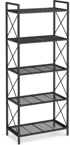 SONGMICS 5-Tier Metal Storage Rack, Shelving Unit with X Side Frames, Dense Mesh, 12.6 x 23.6 x 57.3 Inches, for Entryway, Kitchen, Living Room, Bathroom, Industrial Style, Ink Black UBSC165B01 - Image 9