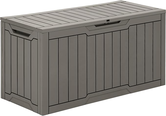 YITAHOME 80 Gallon Outdoor Storage Box, Large Waterproof Resin Deck Box, Indoor Outdoor Lockable Storage Container for Patio, Garden, Cushions, Tools, Equipment (Taupe) by YITAHOME