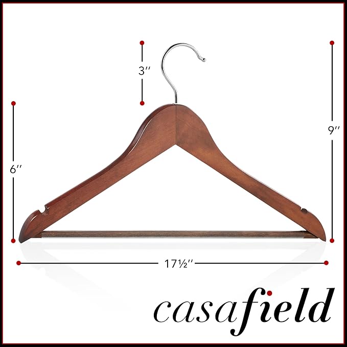 Casafield - 10 Walnut Wooden Suit Hangers - Premium Lotus Wood - Image 5