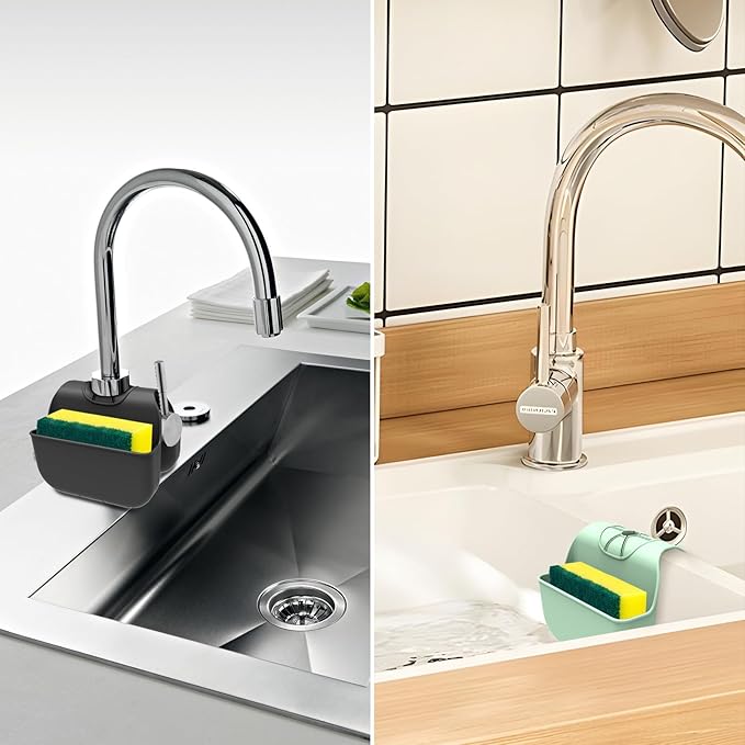 Sponge Holder for Kitchen Sink, Silicone Sink Saddle Caddy Organizer Rack - Image 7