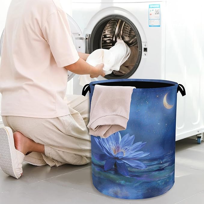 Water Lily Laundry Basket, Moon Oxford Cloth Laundry Hamper - Image 7
