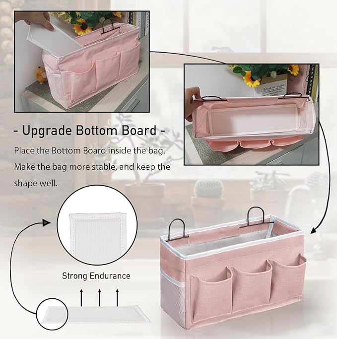 2pcs Light-Style Wall Hanging Storage Bag, Linen Fabric Door Hanging Organizer - Image 3