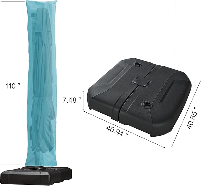 PURPLE LEAF 10'×13' Patio Umbrella with Base Included and Cover Outdoor Umbrella with Cover Extra Large Heavy Duty Cantilever Umbrella Turquoise Blue - Image 3