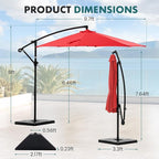 OLIXIS 9.7FT Offset Patio Umbrella with Base, Cantilever Table Umbrellas for Outdoor Sun Shade UV Protection with Easy Tilt Adjustment, 8 Ribs for Backyard, Lawn, Garden, Pool - Red - Image 5