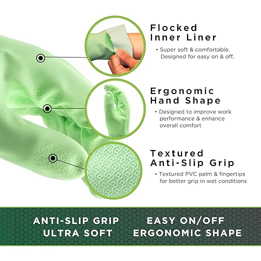 SHOWA 111 Skin-Friendly Dishwashing Gloves, Latex-Free PVC, Reusable - Image 3