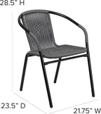 Flash Furniture Lila Modern Rattan Indoor/Outdoor Stackable Dining Chairs, Stacking Rattan Bistro Chairs for Patio or Restaurant, Set of 4, Gray - Image 3