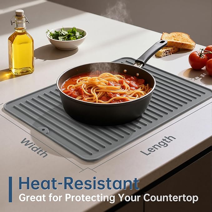 Songrey 18" x 16" Silicone Dish Drying Mat, Kitchen Counter Drying Pad - Image 5