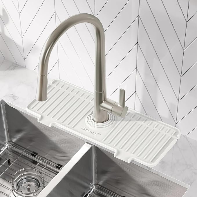 Kitchen Sink Splash Guard, Silicone Faucet Guard & Draining Mat, Bathroom and - Image 8