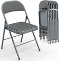 VINGLI 8 Pack Folding Chairs with Padded Seats, Metal Frame with Pu Leather Seat & Back, Capacity 350 lbs, Gray by VINGLI