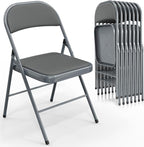 VINGLI 8 Pack Folding Chairs with Padded Seats, Metal Frame with Pu Leather Seat & Back, Capacity 350 lbs, Gray by VINGLI
