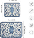 Dish Drying Mat Kitchen Counter Absorbent Blue and White Pattern Coffee Sink - Image 3