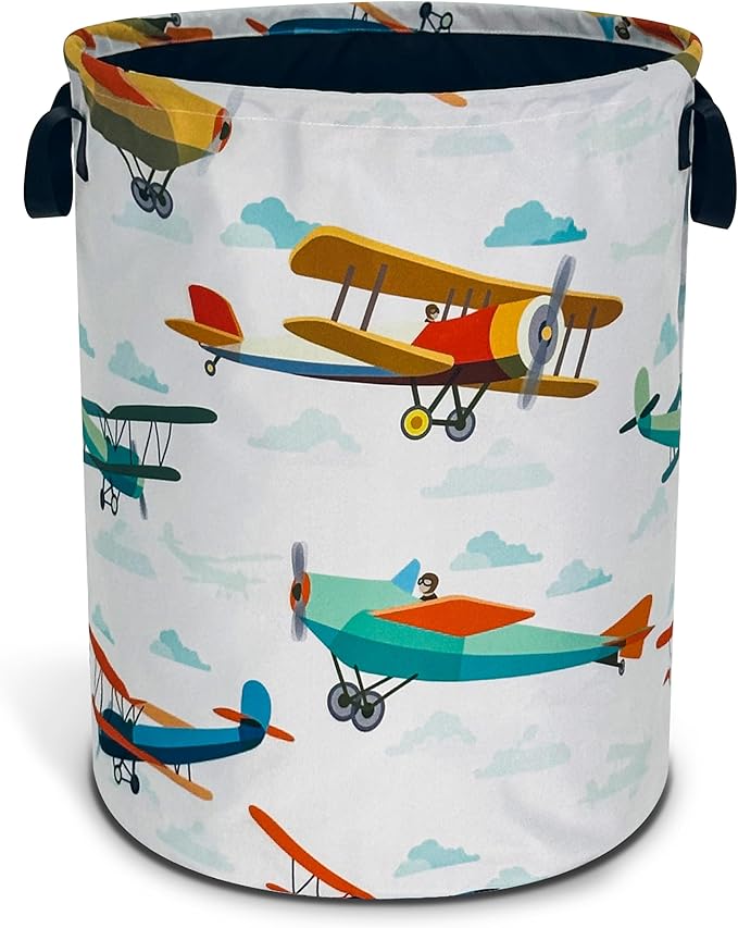 Funny Plane Laundry Basket Foldable Oxford Cloth Tote Bag Laundry Hamper by NUTAINLA