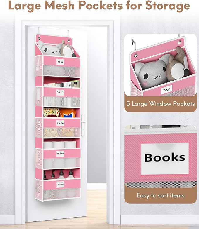 Over The Door Organizer Hanging, 2 Pack 5 Shelf Behind The Doors Storage - Image 3
