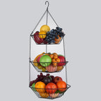 3-Tier Wire Fruit Hanging Basket 2 Packs, non-Punching Wall Hanging Storage - Image 6