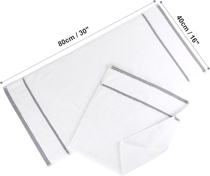 PiccoCasa Set of 2, 750 GSM Luxury White Hand Towels - Image 6
