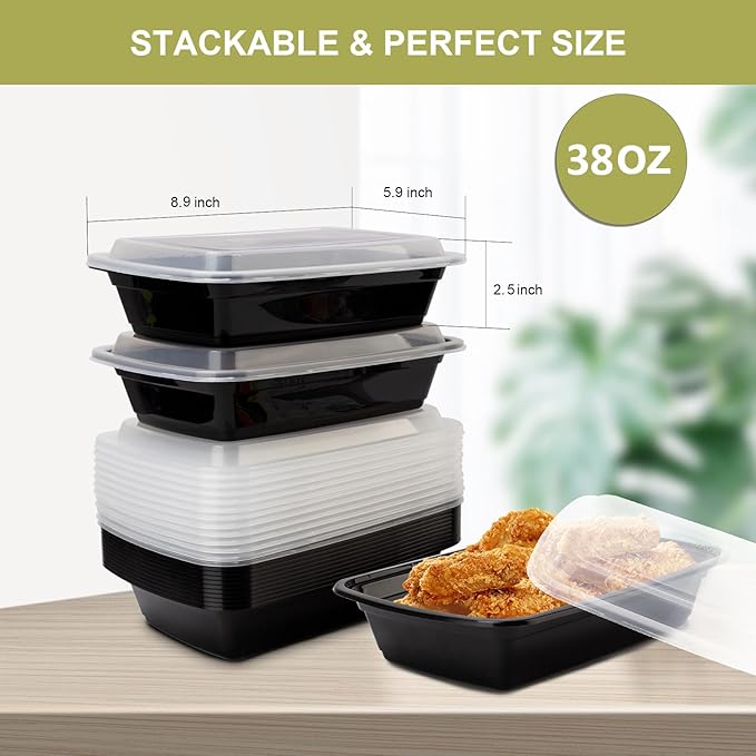 30 Pack Meal Prep Containers 38oz, Plastic To Go Food Containers - Image 6