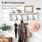 Coat Rack Wall Mount with Shelf, 24 Inch Coat Hanger Walls Mounted, Hat Rack - Image 4