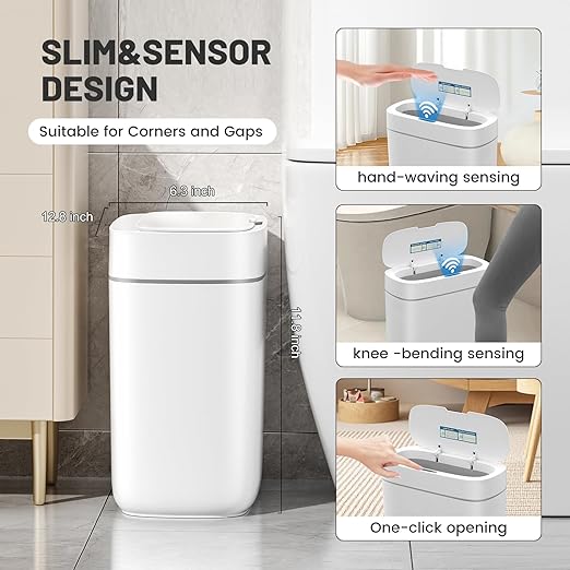 Motion Sensor Small Trash Can for Bathroom, 3.5 Gallon Automatic Touchless - Image 2