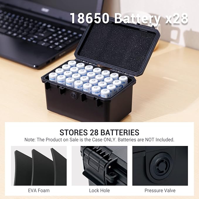 KIWIFOTOS 28 Slots 18650 Battery Organizer Case, IP67 Waterproof Protective - Image 3