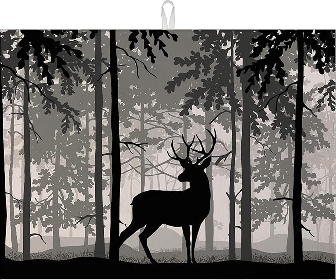 Forest Deer Dish Drying Mat for Kitchen Counter Microfiber Absorbent Dish Birch by VisittheDuibelproduct