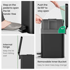 Cesun Bathroom Trash Can with Lid, 2.6 Gallon Small Black Bathroom Garbage Can - Image 5