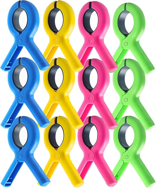 12 Pcs Beach Towel Clips for Beach Chairs, 3.7 Inch Clothes Pins for Cruise & by ZERIXA