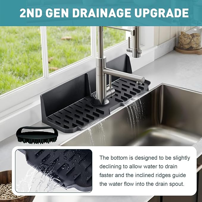 Kitchen Sink Splash Guard，Sink Draining Pad Behind Faucet，Faucet Mat - Image 2