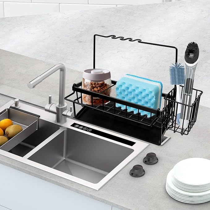 Yazoni Sponge Holder for Kitchen Sink, Rustproof Kitchen Sink Organizer - Image 8