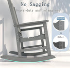 Oversized Rocking Chair Set of 2, Outdoor Rocking Chair for Adults, All Weather Resistant Porch Rocker for Lawn Garden, Grey - Image 8
