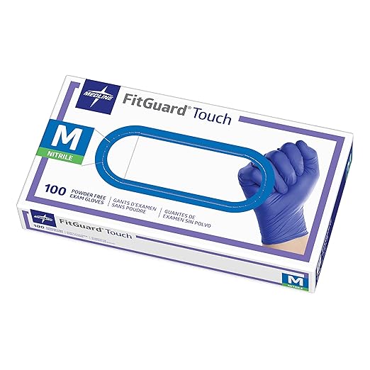 Medline FitGuard Touch Nitrile Exam Gloves, Powder Free, Disposable, Not Made by FITGUARD