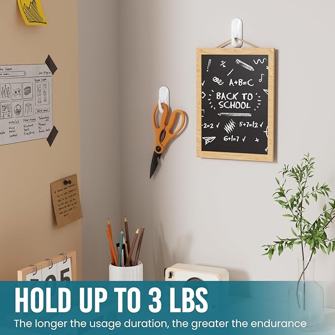 TAILI Hooks for Hanging, 6 Plastic Sticky Hooks and 8 Adhesive Strips, No - Image 3