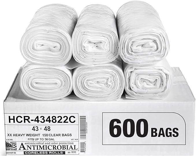 Aluf Plastics High Density Trash Bags, 56 Gallon, 22 Micron, by AlufPlastics