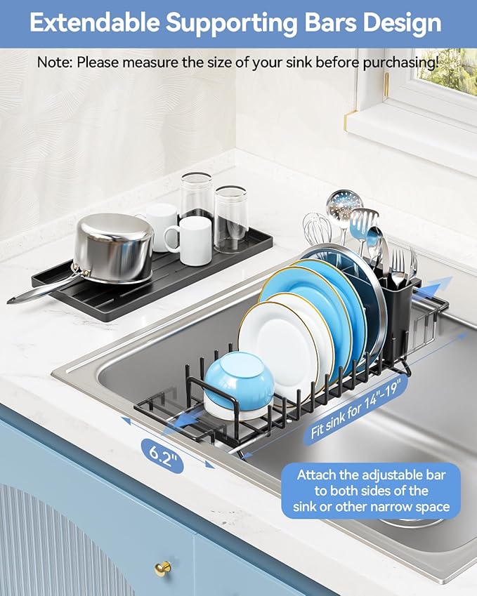 Small Dish Drying Rack in Sink, Expandable Dish Drainer Over Sink - Image 2