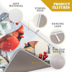 Winter Cardinal Birds Dish Drying Mat, Holly Berry Branches Dish Drying Mat - Image 4
