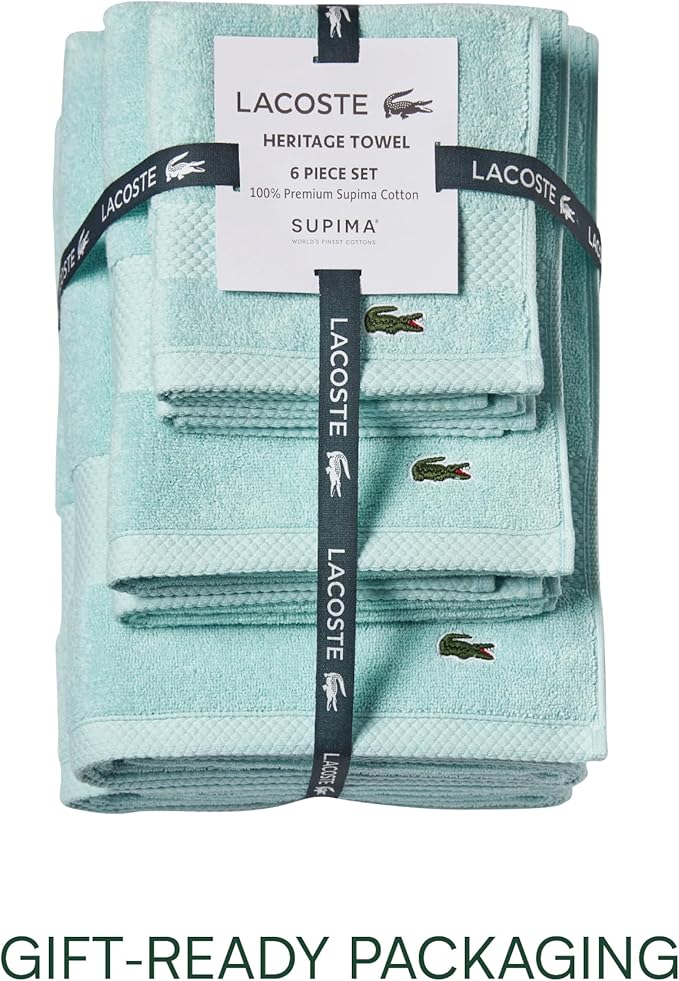 Lacoste Heritage Supima Cotton 6-Piece Towel Set, 2 Bath Towels, 2 Hand Towels - Image 4