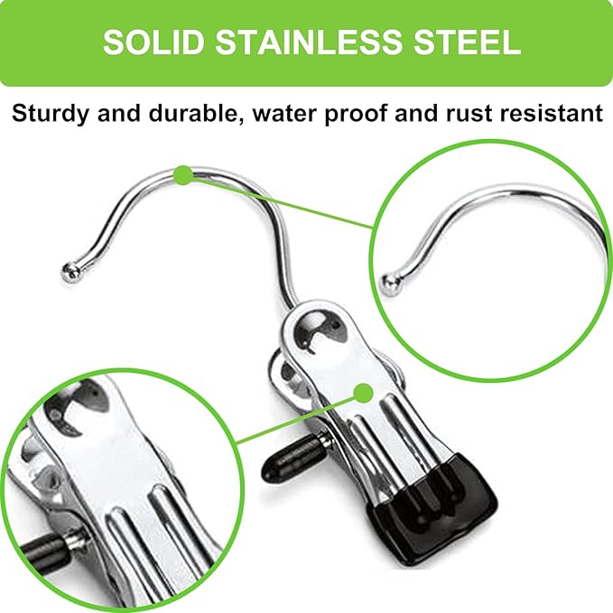 Boot Hangers Clips, 100 Pack Black Laundry Hooks Hanging Clips Clothes Pins - Image 3