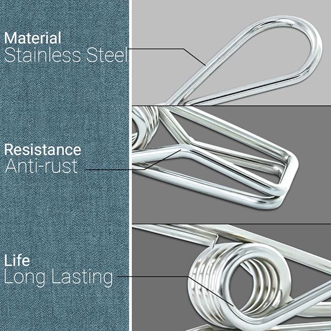 40 Pack Stainless Steel Small Clothes Pins Durable Clothes Pegs Multi-Purpose - Image 6